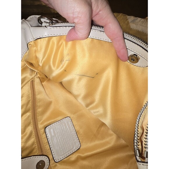 COACH Peyton Signature Satchel #14528 Khaki Jacquard Leather Trim Large Carryall - Picture 16 of 16